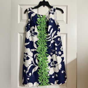Lilly Pulitzer 91297 Delia Mini Shift Dress Sz 8 Floral Blue Green.